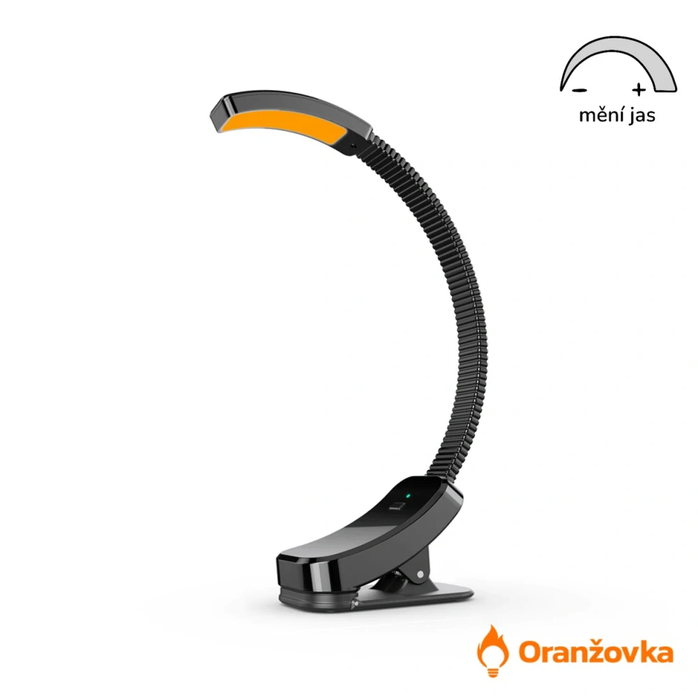 LED lampa na čtení ORANŽOVKA bez modrého světla – stmívatelná | černá
