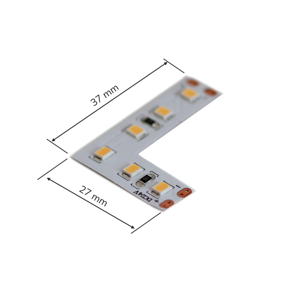 Dvoupólová L spojka pro LED pásek ORANŽOVKA 28,8 W/m 4000K CRI99 šířky 10 mm