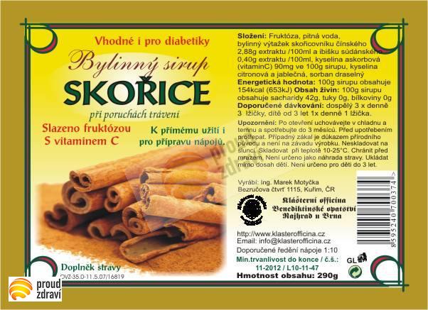 Bylinkový sirup SKOŘICE 250 ml