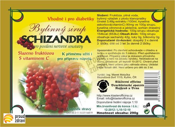 Bylinkový sirup SCHIZANDRA 250 ml