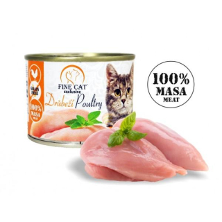 FINE CAT EXCLUSIVE konzerva pro kočky DRŮBEŽÍ, 100 % MASA 200 g