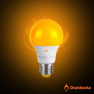 LED žárovka ORANŽOVKA bez modrého světla E27 1W 1600K