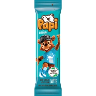Čokoládová tyčinka Primola Papi mléčná čokoláda s mléčným krémem, 26,8 g Rumunsko