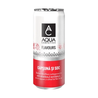 AQUA CARPATICA Ochucená minerální voda Jahoda a bezinka PLECHOVKA 0,33 l Rumunsko